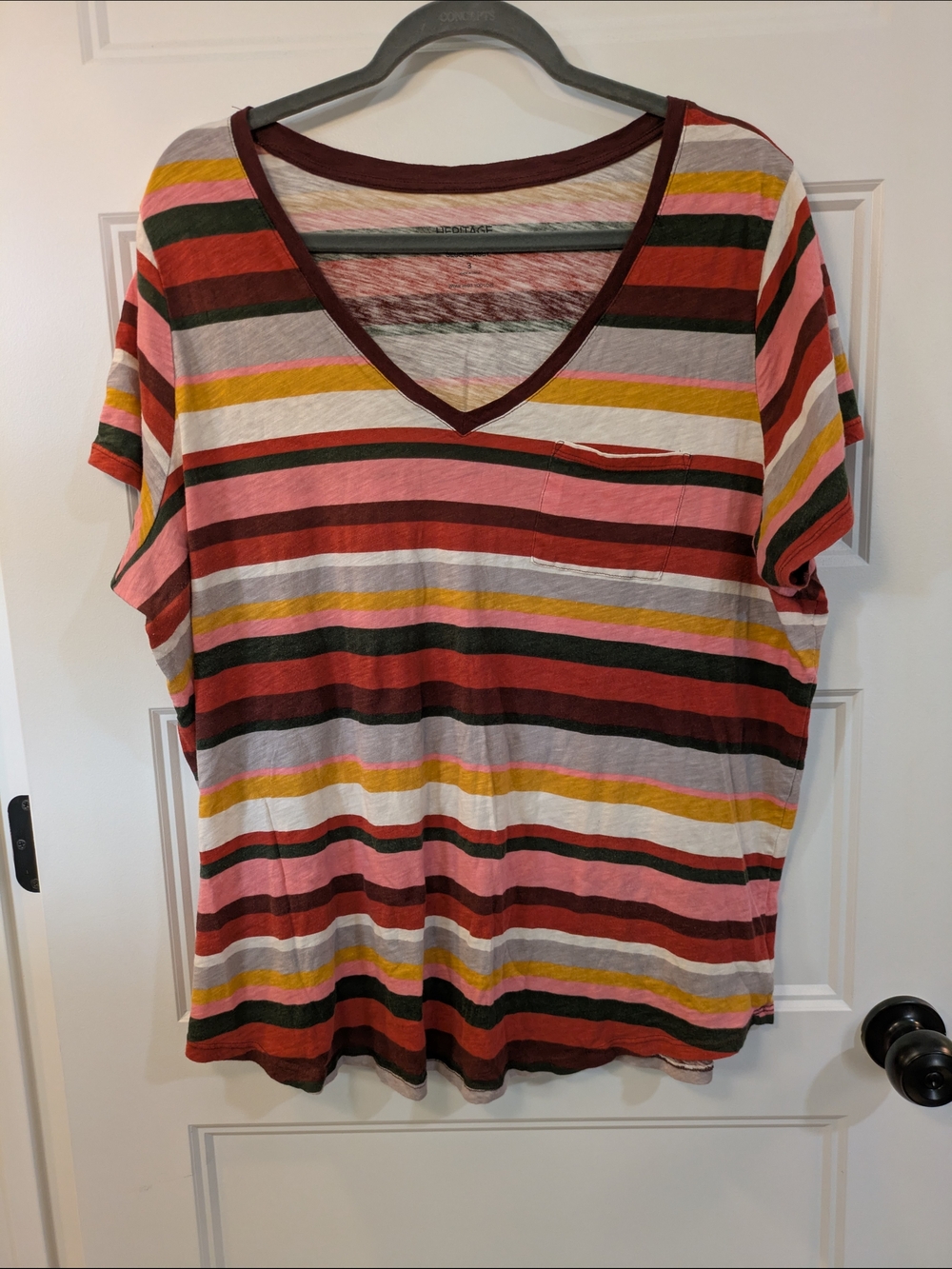 🔴 3/$15 torrid Striped V-Neck Pocket Tee - Multi Stripe
